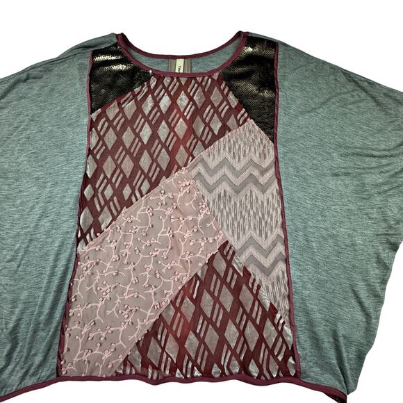 Anthropologie Tiny Boho Velvet Burnout Patchwork Sequins Top Women's Size Large - Picture 4 of 8